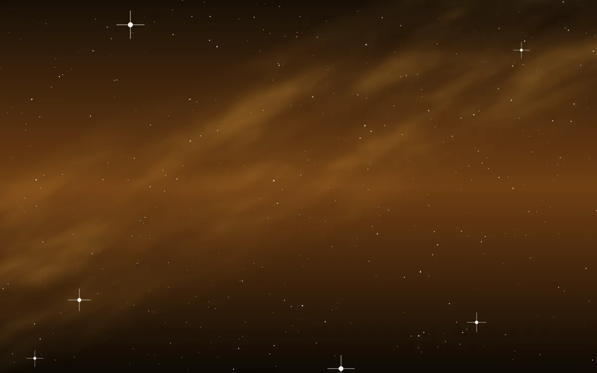 Saffron Nursery Star Veil — dark black, brown and orange galaxy background