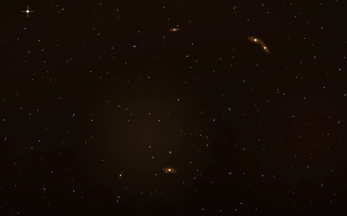 Solar Forge Deep Field — dark black, brown and gold galaxy background