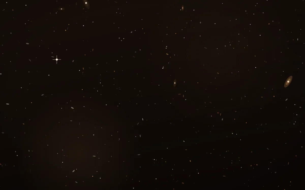 Tawny Bulge Deep Field — dark black and orange galaxy background