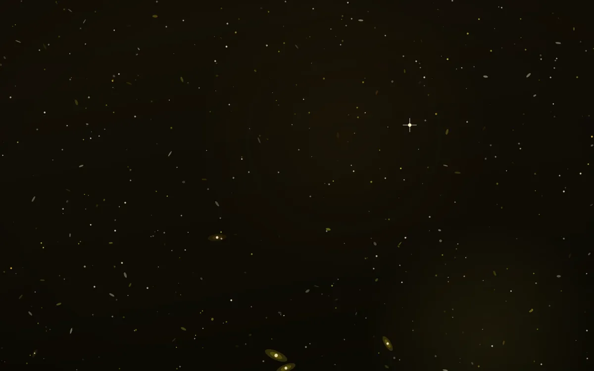 Topaz Current Deep Field — dark black and gold galaxy background