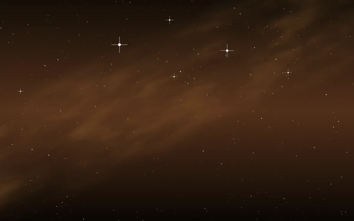 Whiskey Nebula Star Veil — dark black, brown and orange galaxy background