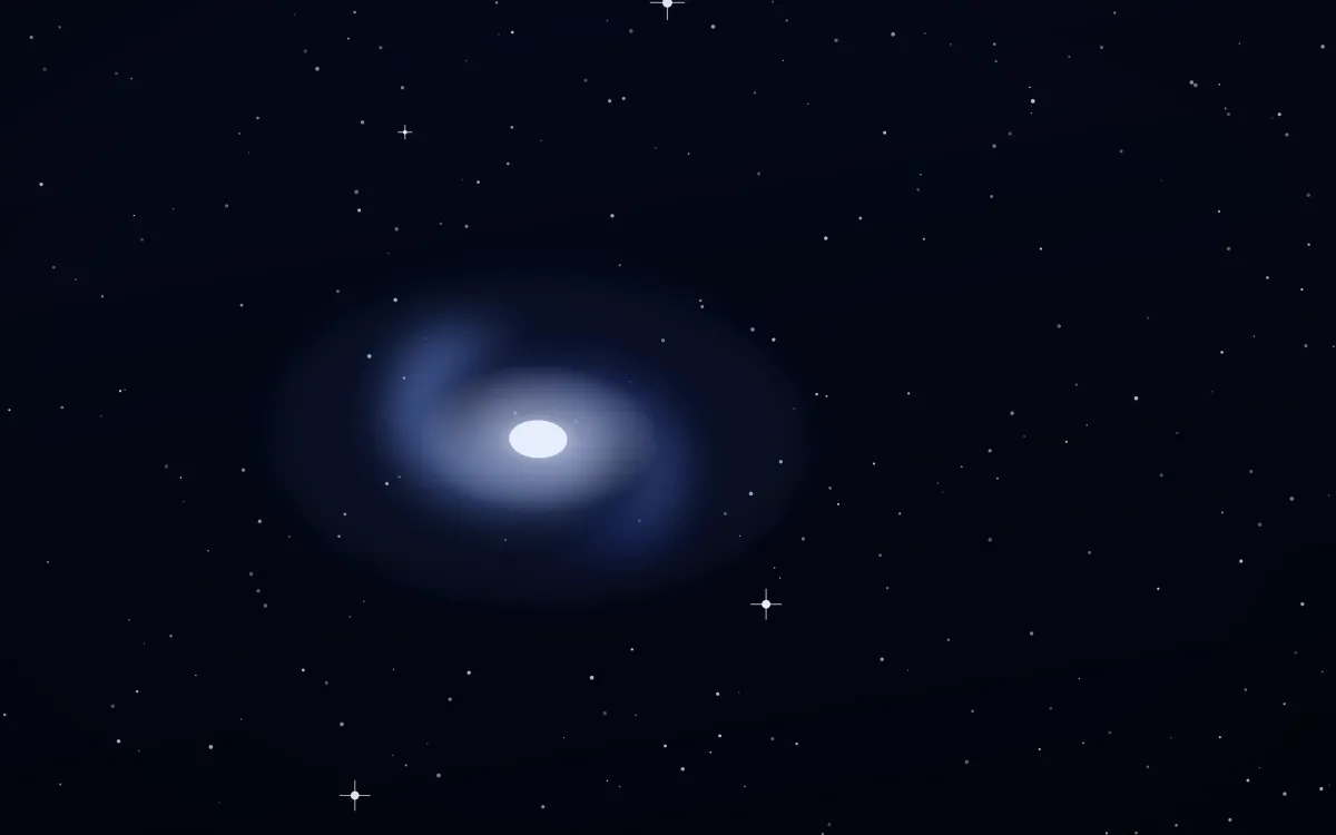 Abyssal Sapphire Spiral — dark black, blue and white galaxy background