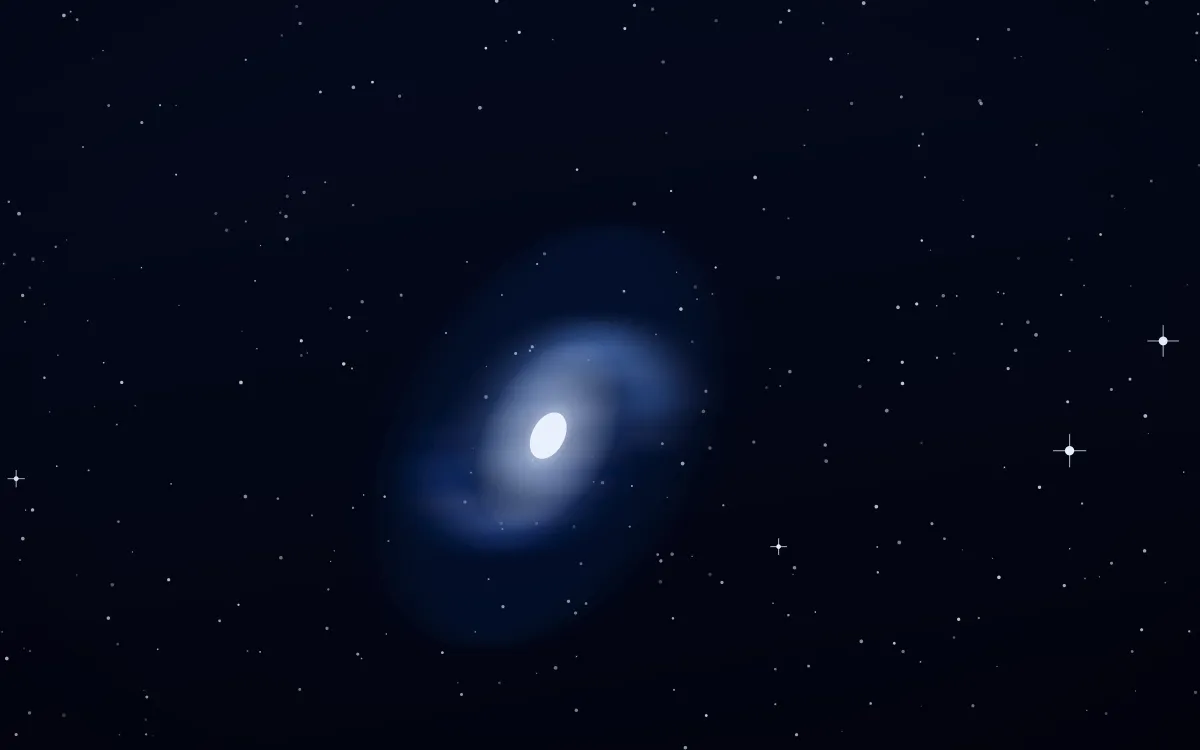 Cobalt Reef Spiral — dark black, blue and white galaxy background