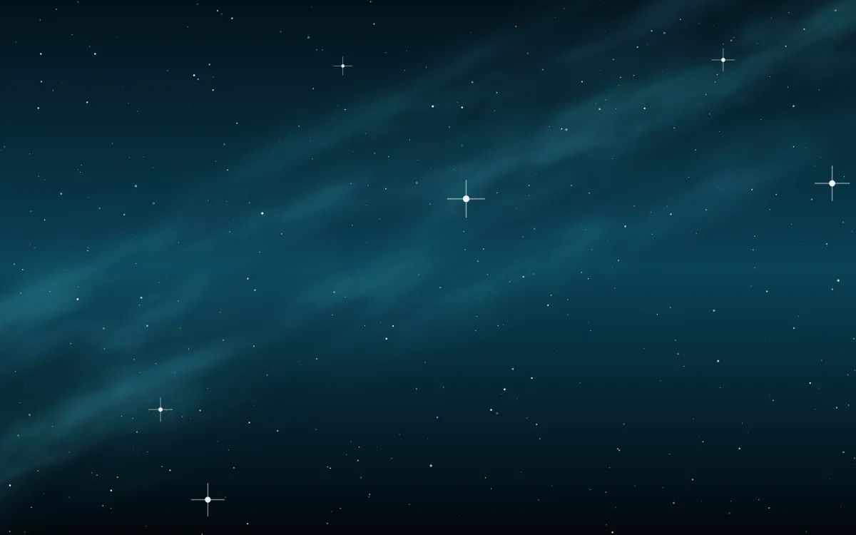 Cold Cathode Star Veil — dark black, blue and teal galaxy background