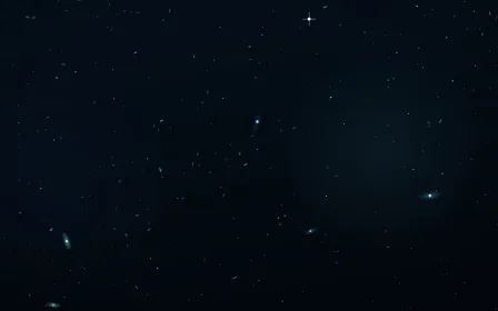 Comet Ion Tail Deep Field — dark black, blue and teal galaxy background