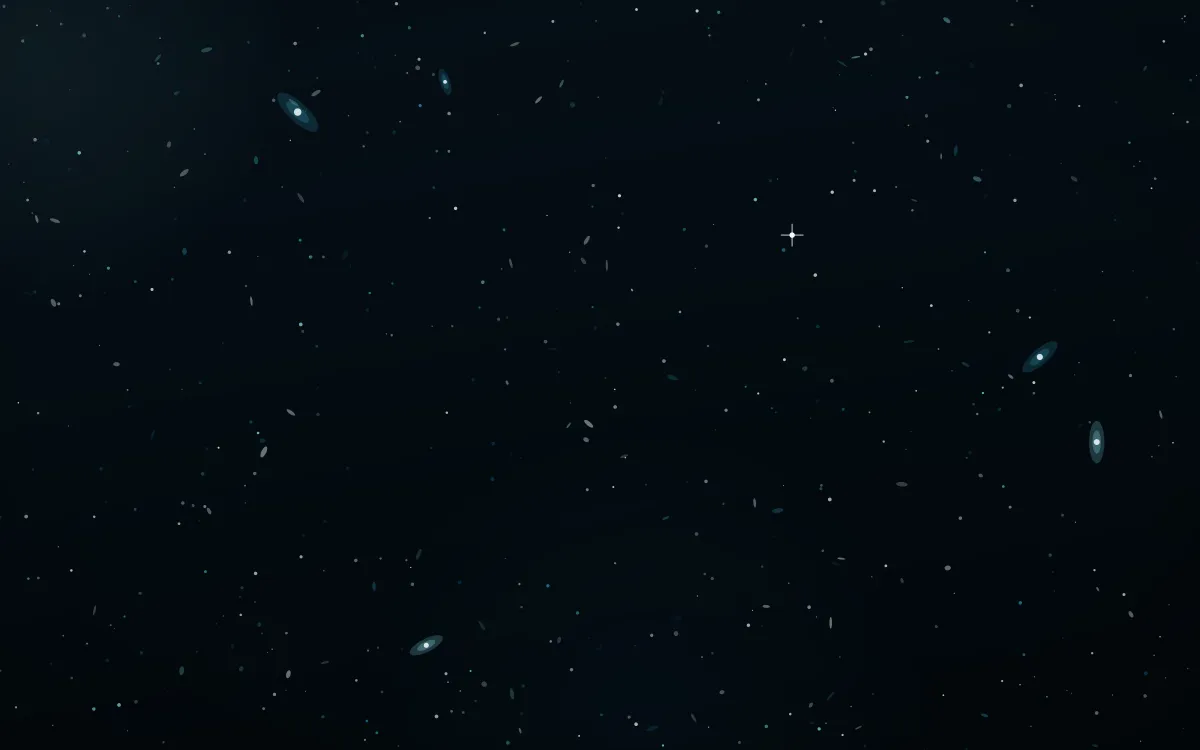 Cryo Geyser Deep Field — dark black and teal galaxy background