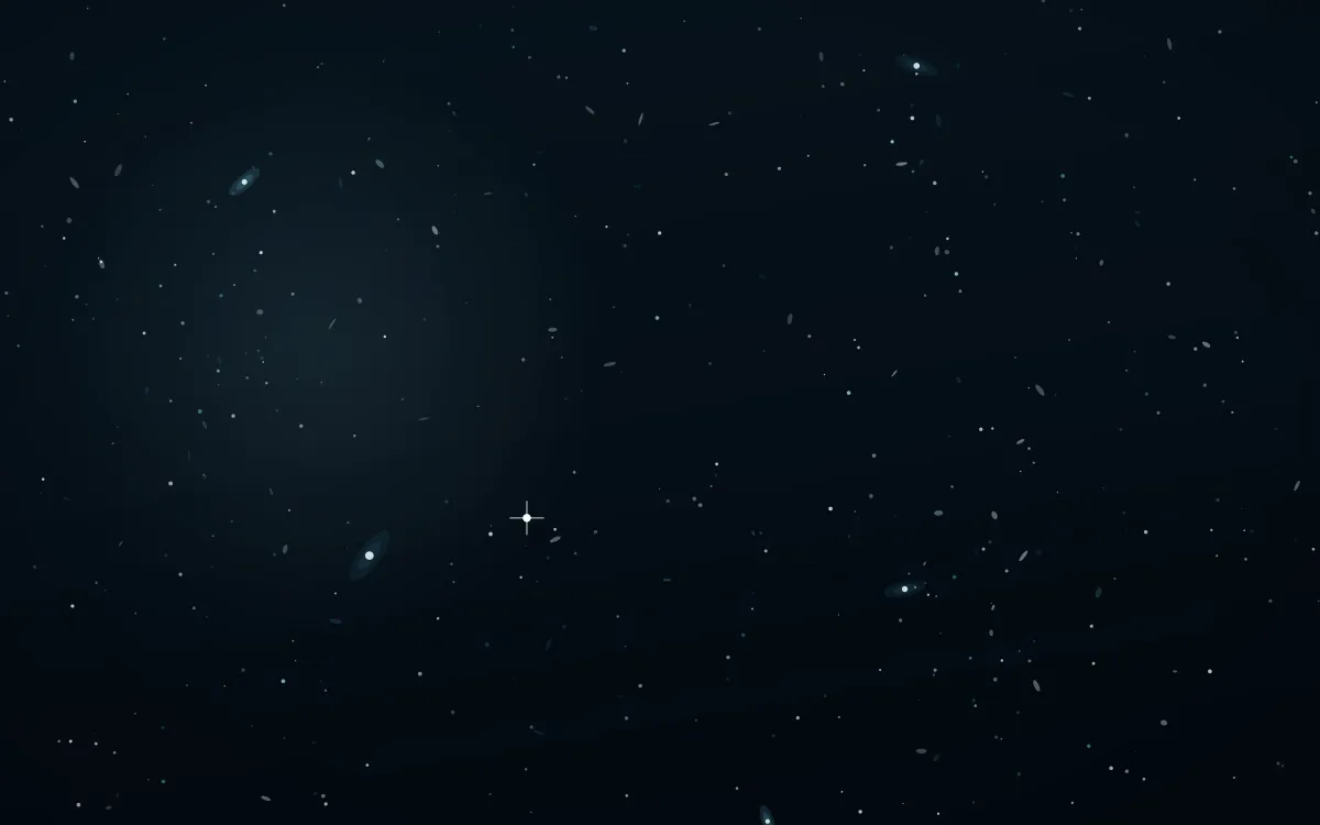 Frost Spire Deep Field — dark black, blue and teal galaxy background