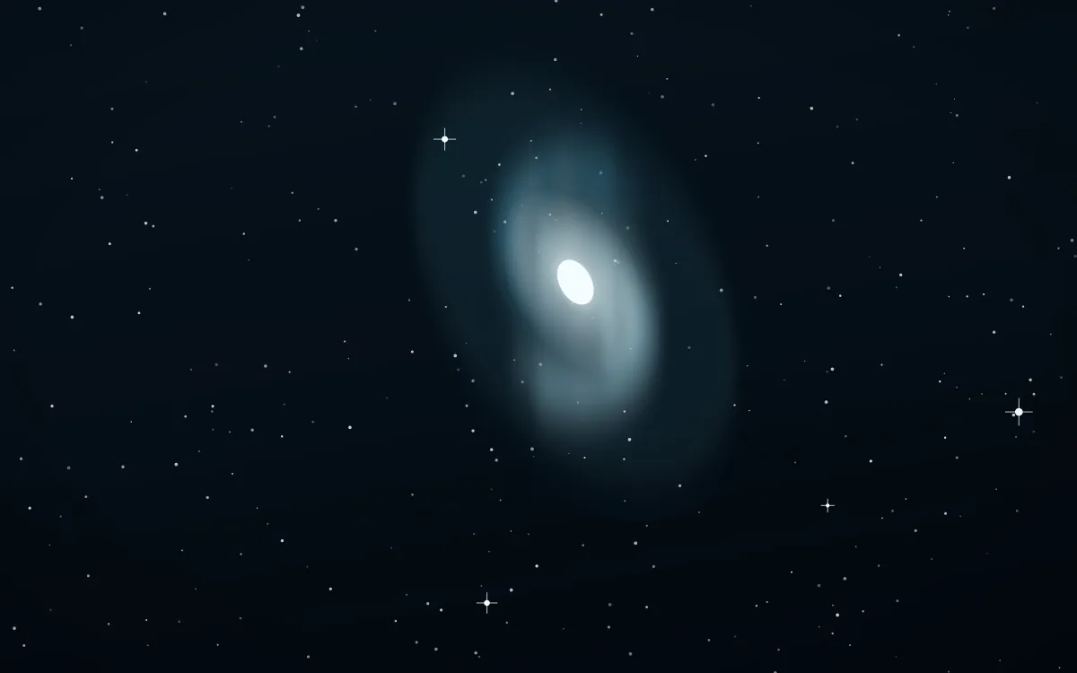 Frost Spire Spiral — dark black, blue and white galaxy background