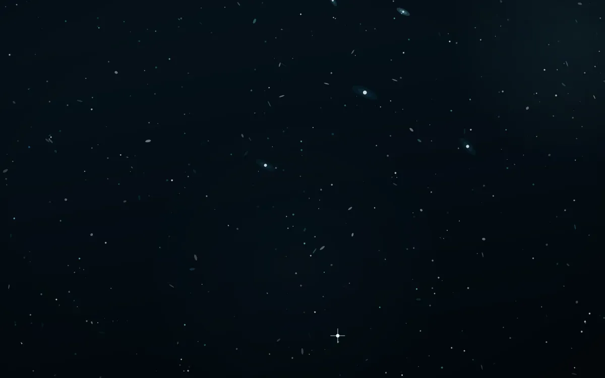 Glacial Drift Deep Field — dark black, blue and teal galaxy background