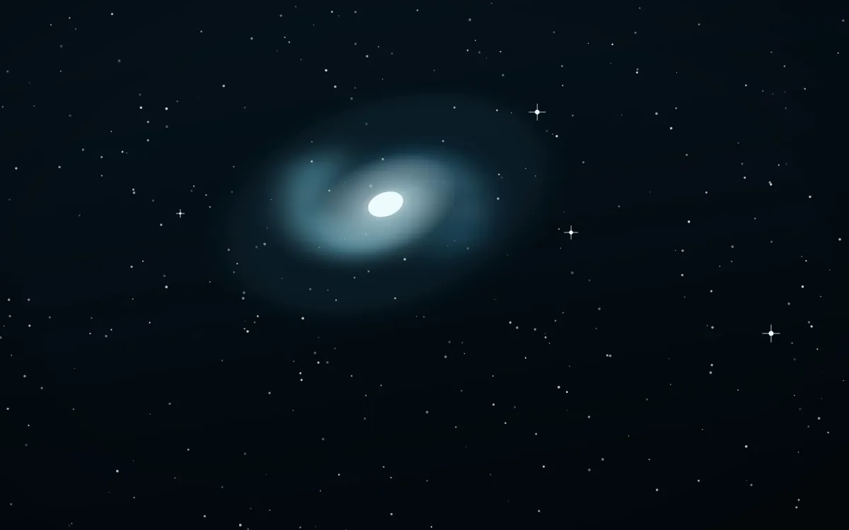 Glacial Drift Spiral — dark black, blue and white galaxy background