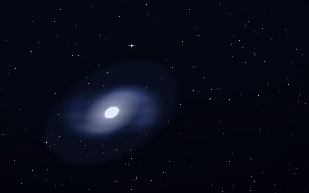Indigo Trench Spiral — dark black, blue and white galaxy background