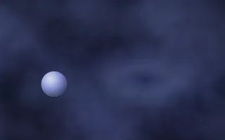 Iris Halo Planetfall — dark black and blue galaxy background