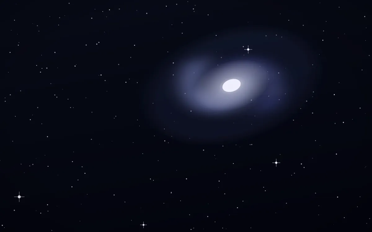 Iris Halo Spiral — dark black, blue and white galaxy background