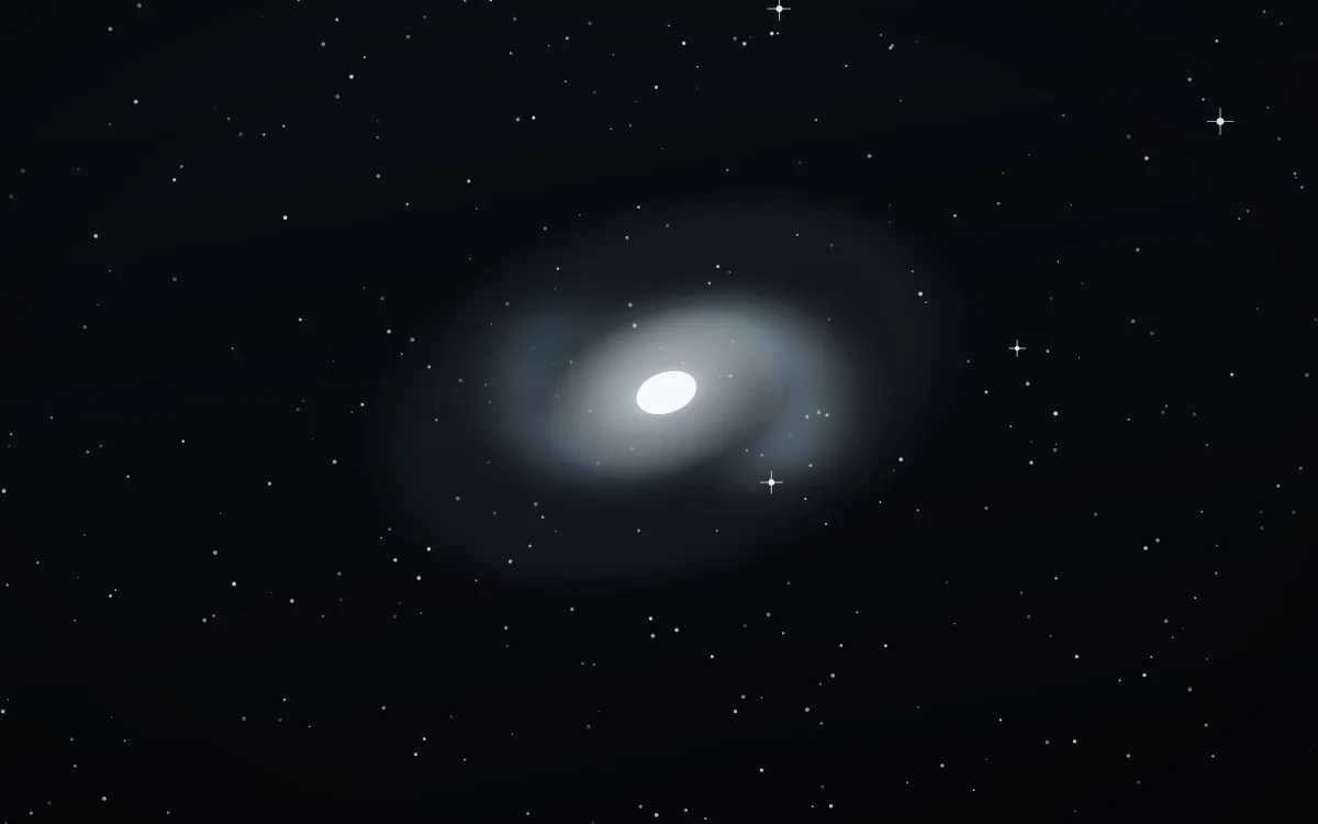 Moonlit Cirrus Spiral — dark black, blue and white galaxy background