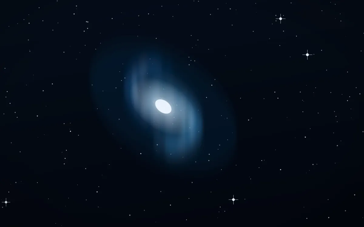 Neptune Wake Spiral — dark black, blue and white galaxy background