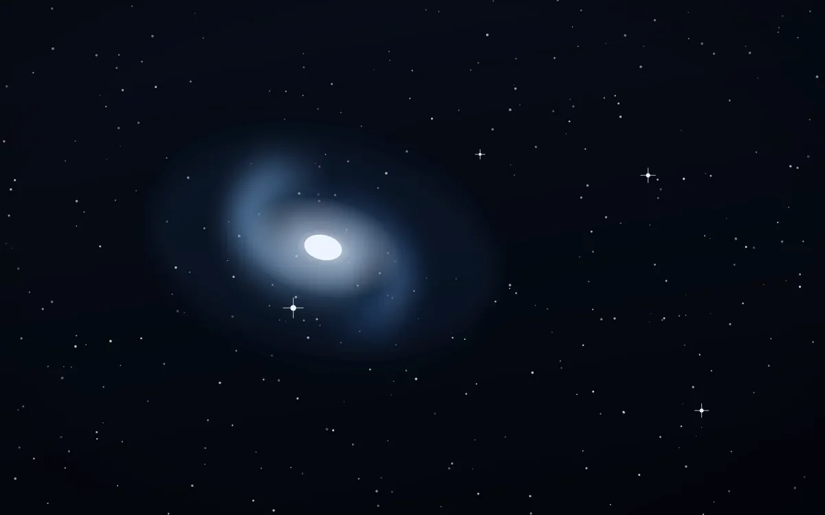 Pleiades Veil Spiral — dark black, blue and white galaxy background