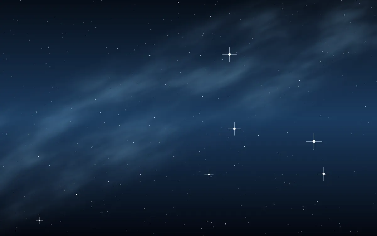 Rigel Forge Star Veil — dark black and blue galaxy background