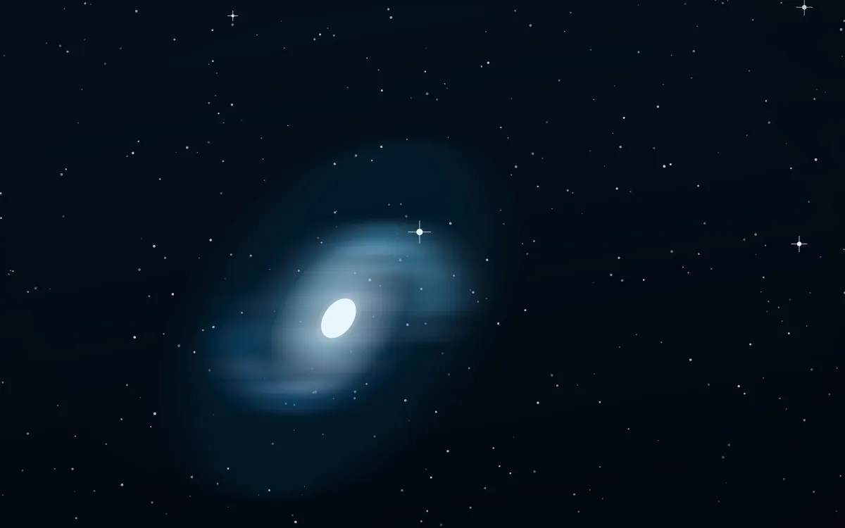 Running Man Blue Spiral — dark black, blue and white galaxy background