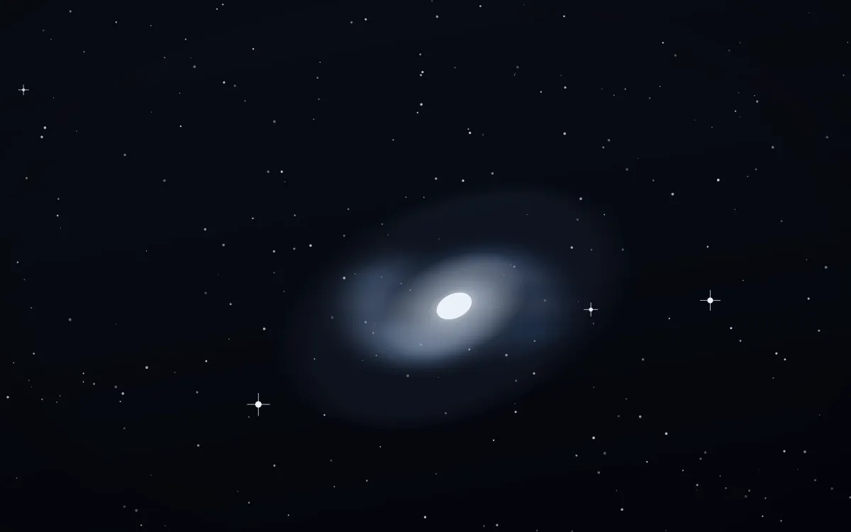 Sapphire Smoke Spiral — dark black, blue and white galaxy background