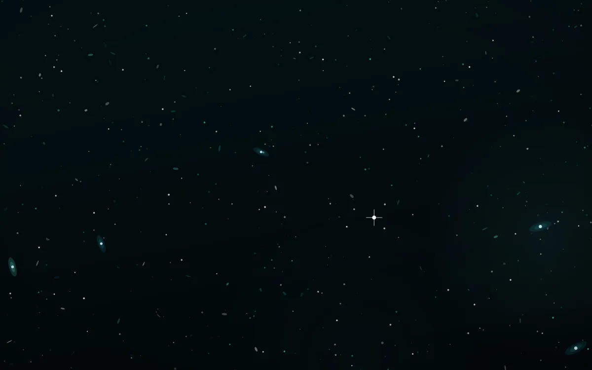 Siren Sea Deep Field — dark black and teal galaxy background