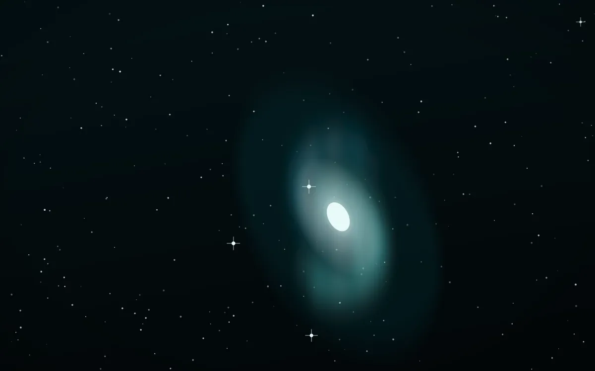 Siren Sea Spiral — dark black, teal and white galaxy background