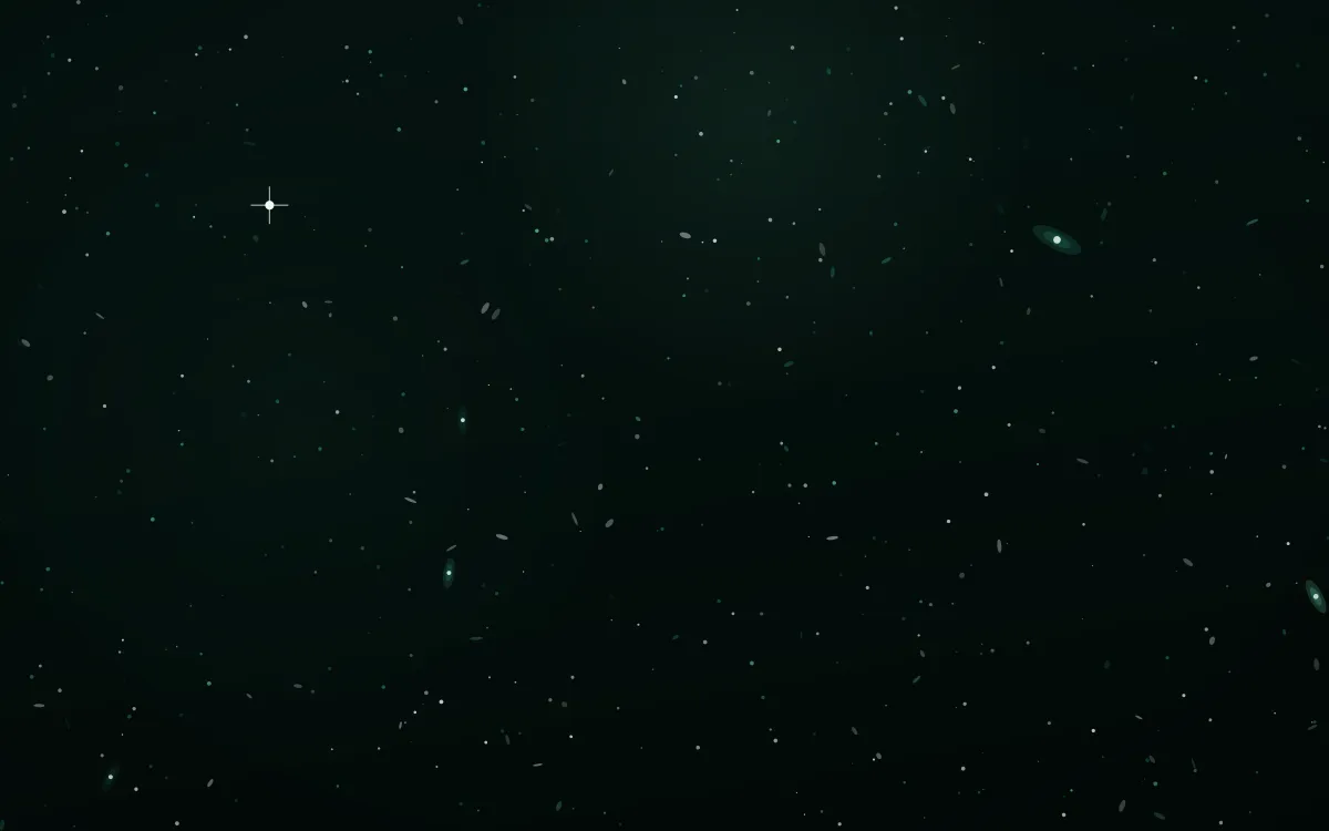 Tidewater Teal Deep Field — dark black and green galaxy background