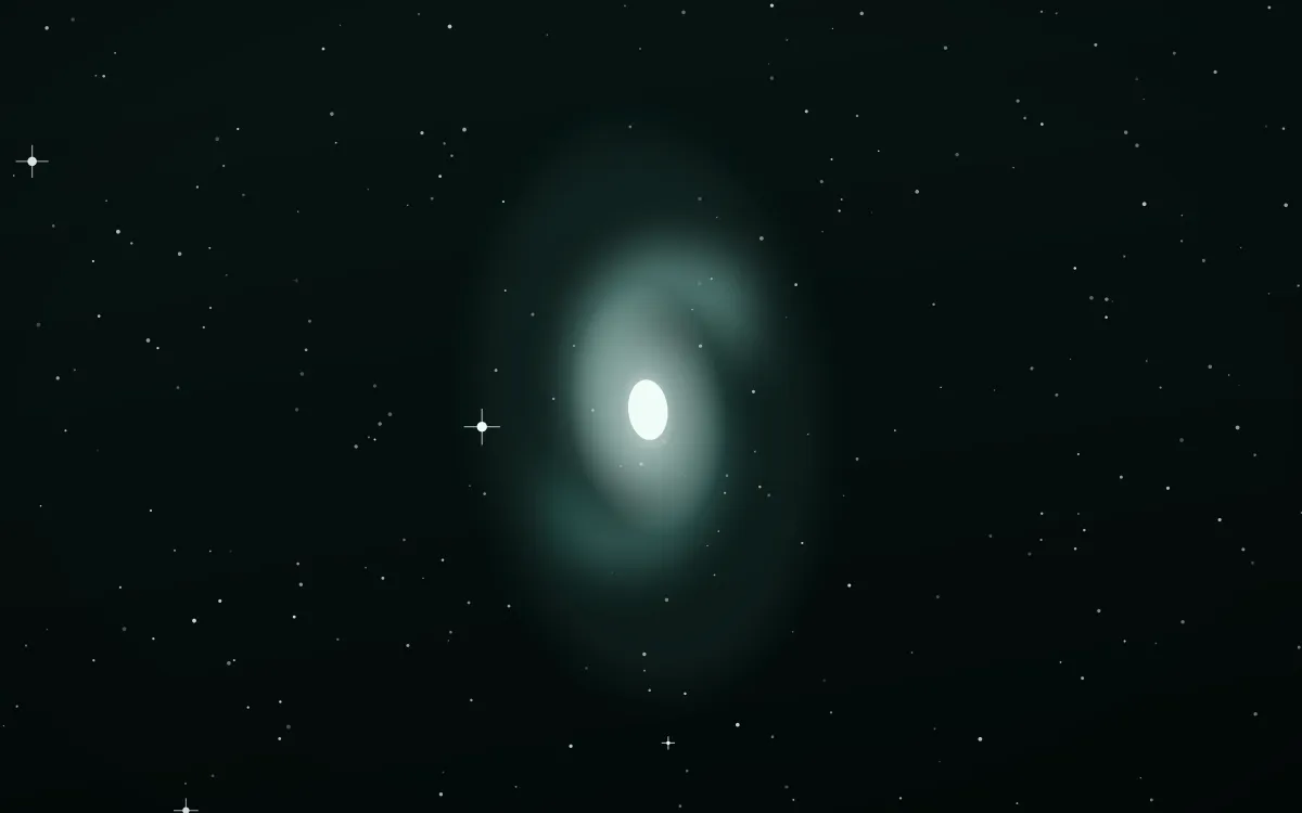 Uranus Haze Spiral — dark black, teal and white galaxy background