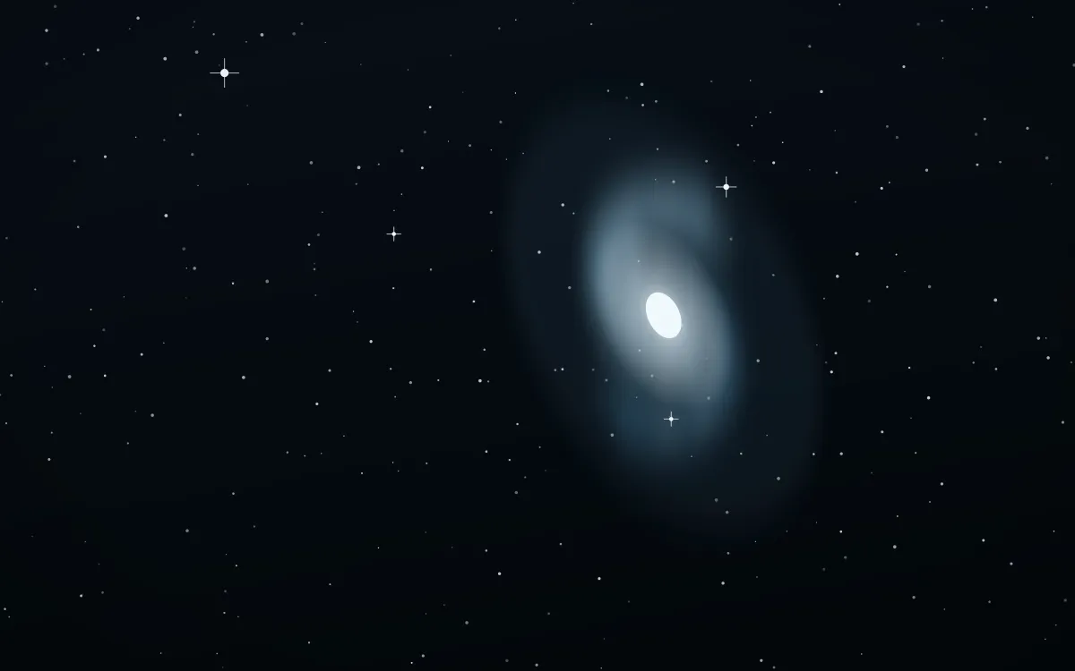 Witch Head Glow Spiral — dark black, blue and white galaxy background