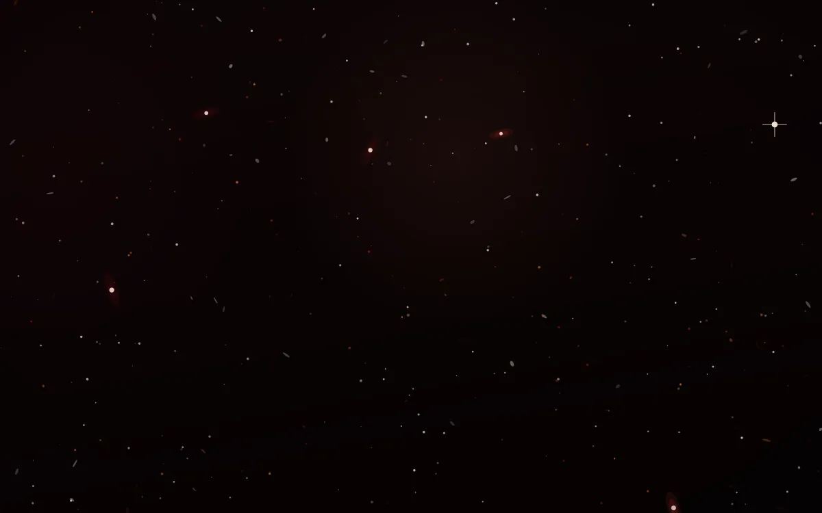 Blood Moon Veil Deep Field — dark black, red and orange galaxy background
