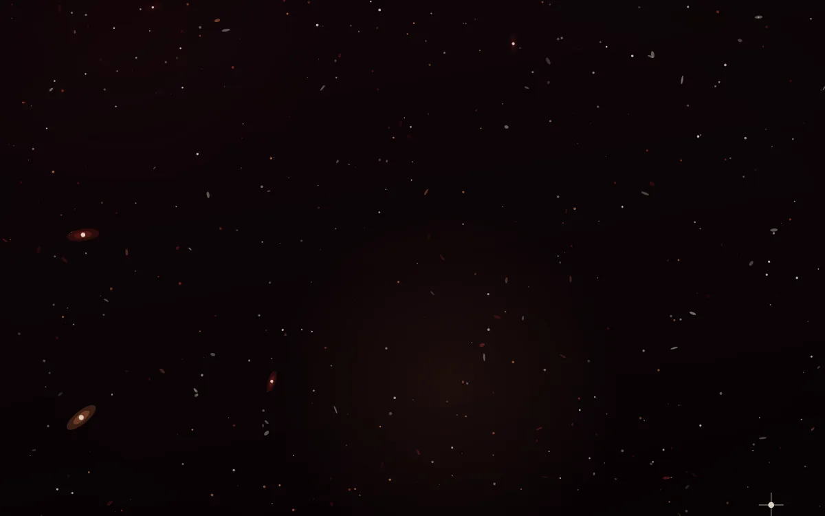 Carina Forge Deep Field — dark black, red and orange galaxy background