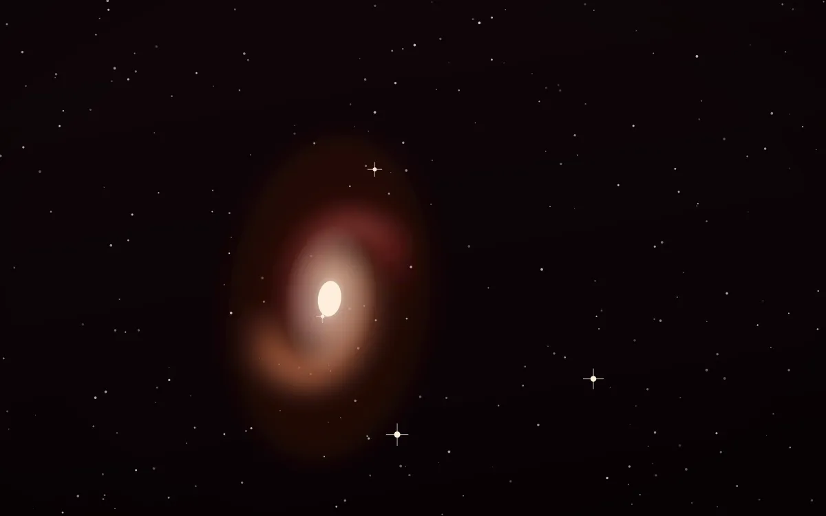 Carina Forge Spiral — dark black, red and beige galaxy background