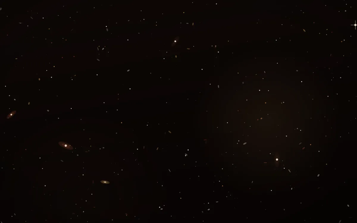 Eagle Forge Deep Field — dark black, brown and orange galaxy background