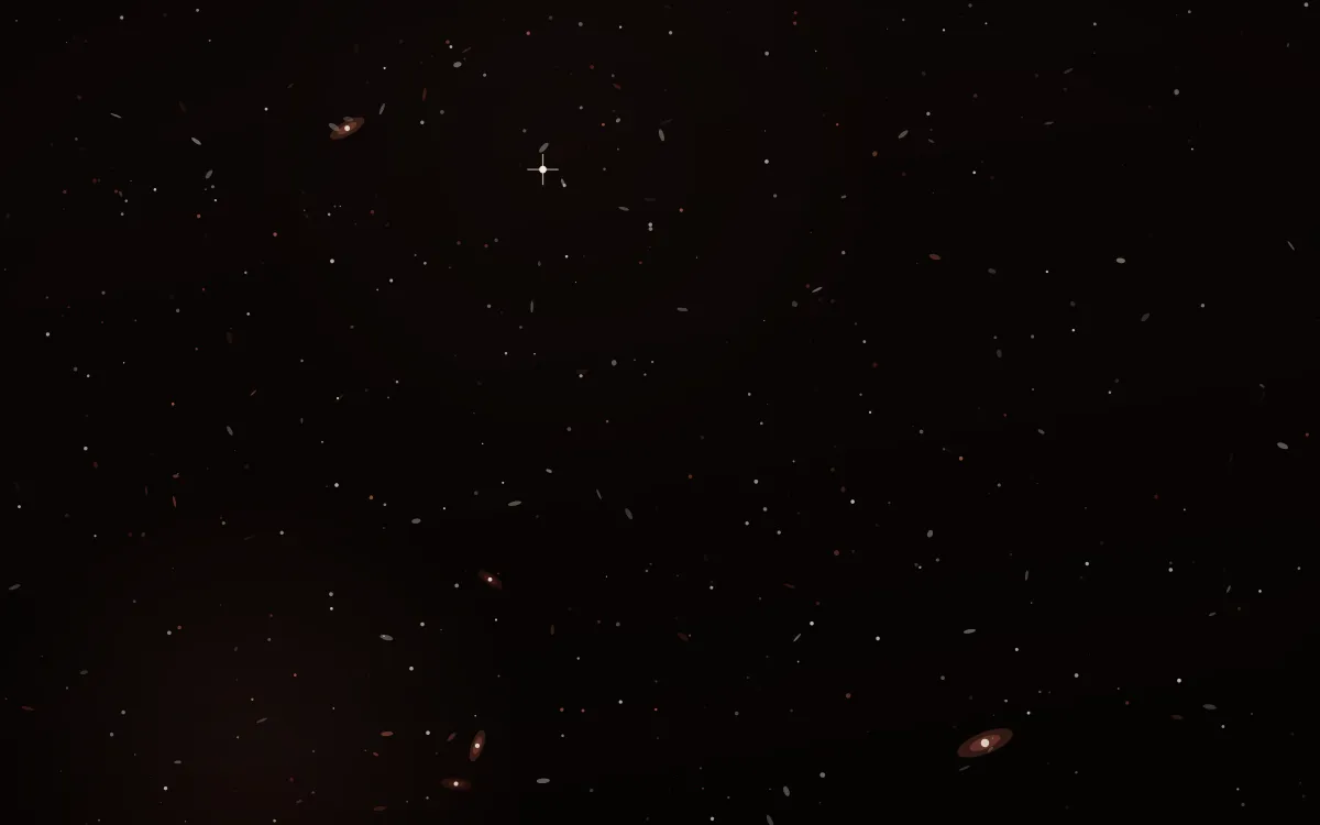 Elephant Trunk Deep Field — dark black and red galaxy background