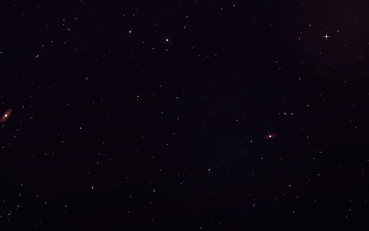 Flaming Star Deep Field — dark black and red galaxy background