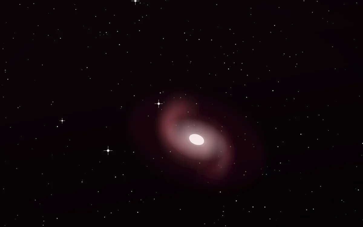 Garnet Drift Spiral — dark black, red and white galaxy background