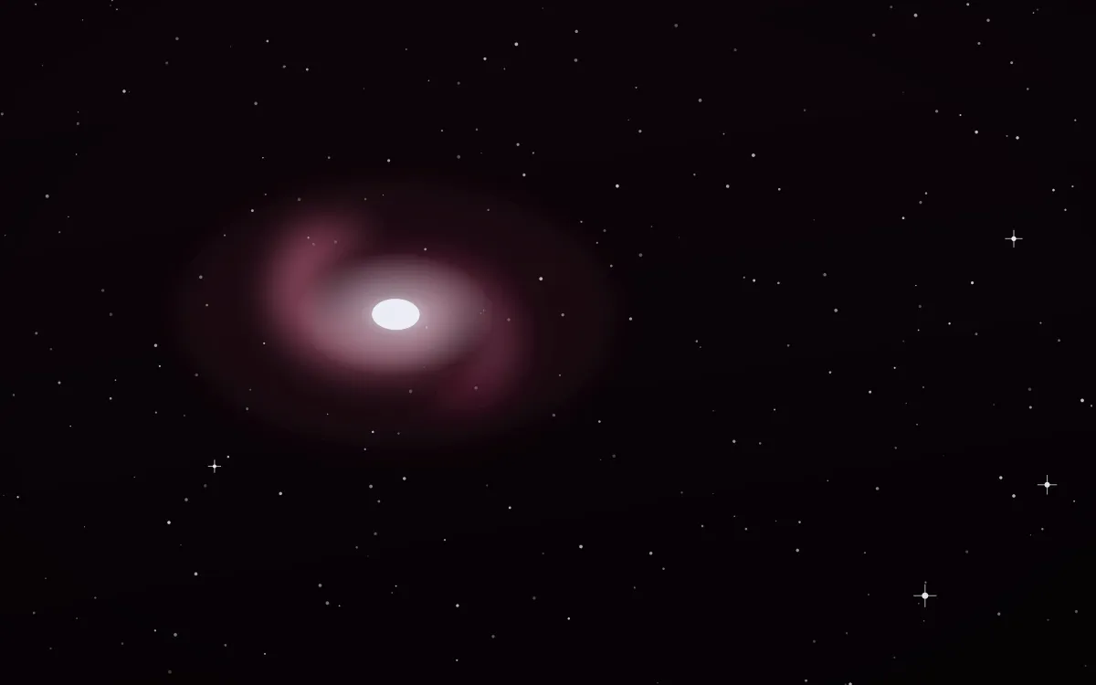 Jellyfish Drift Spiral — dark black, pink and white galaxy background