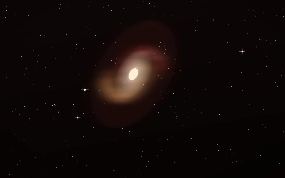 Lagoon Ember Spiral — dark black, red and beige galaxy background