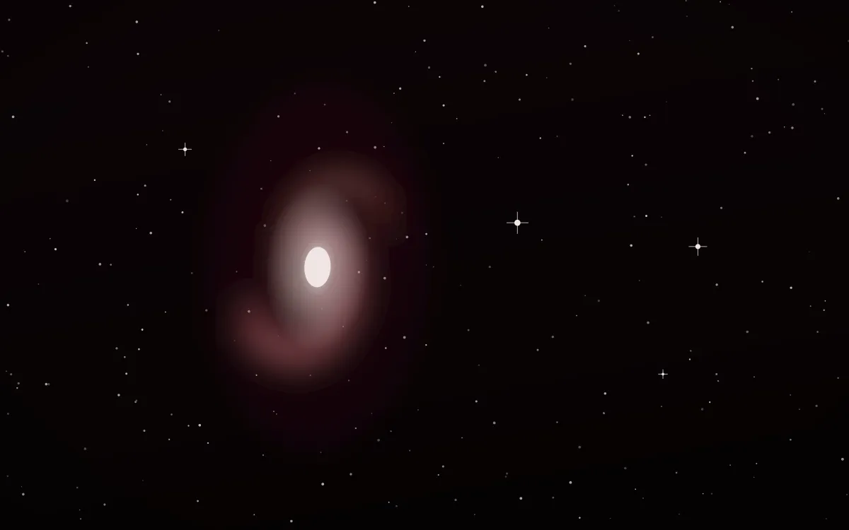 Maroon Hollow Spiral — dark black, red and white galaxy background