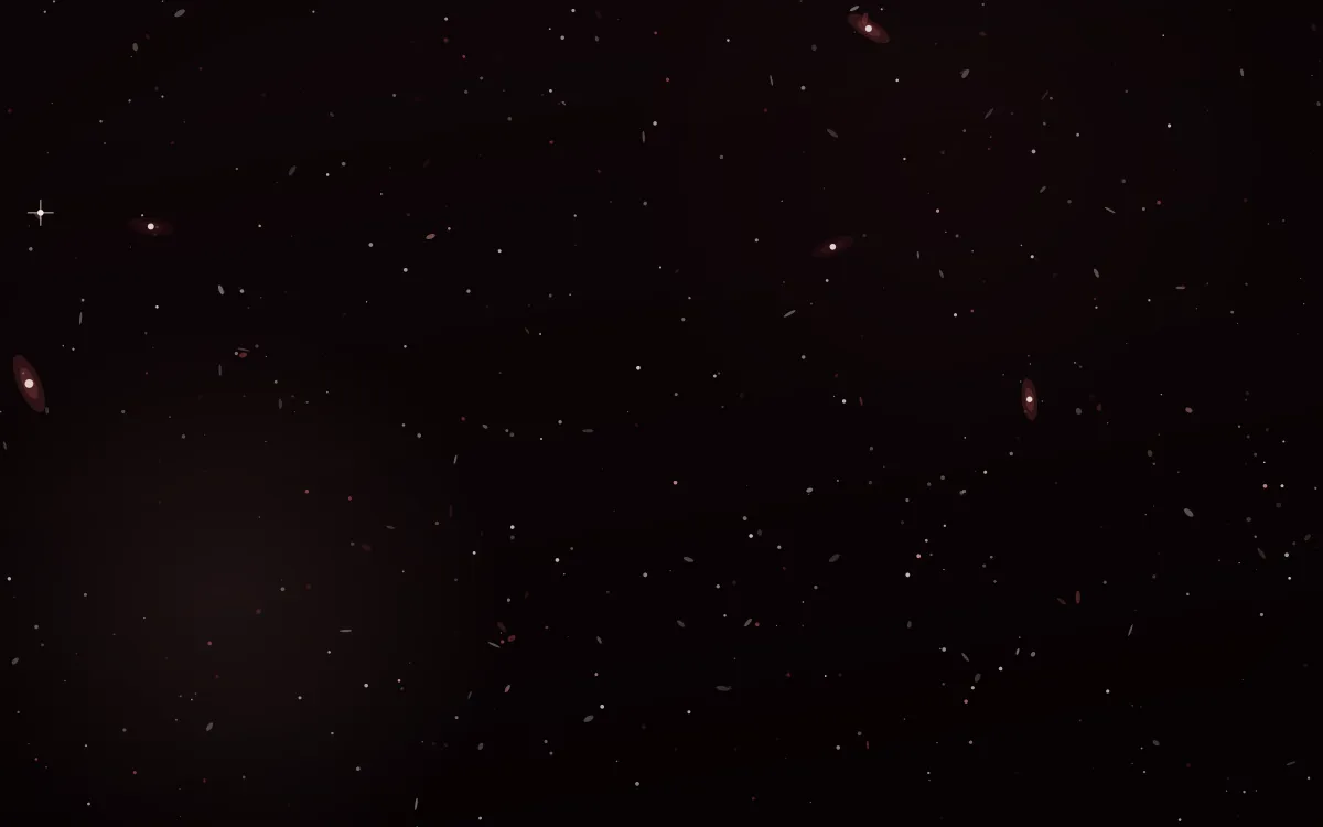 Omega Flame Deep Field — dark black and red galaxy background