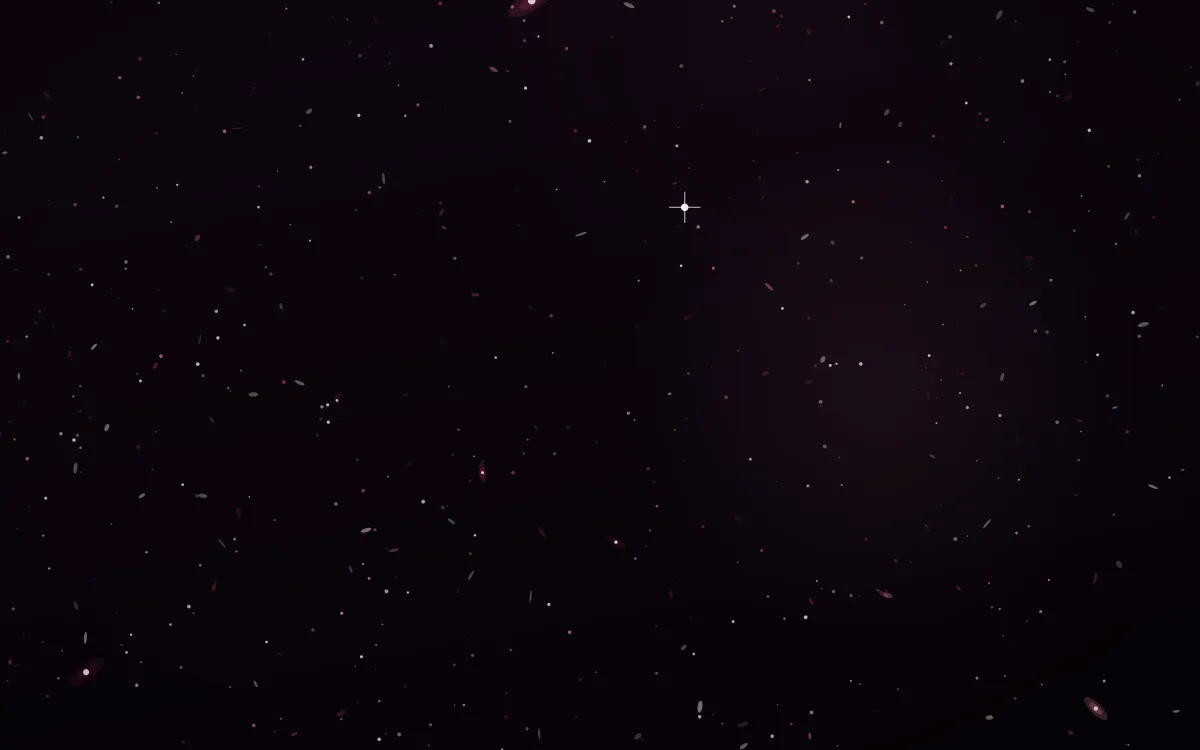 Rosette Bloom Deep Field — dark black, pink and red galaxy background