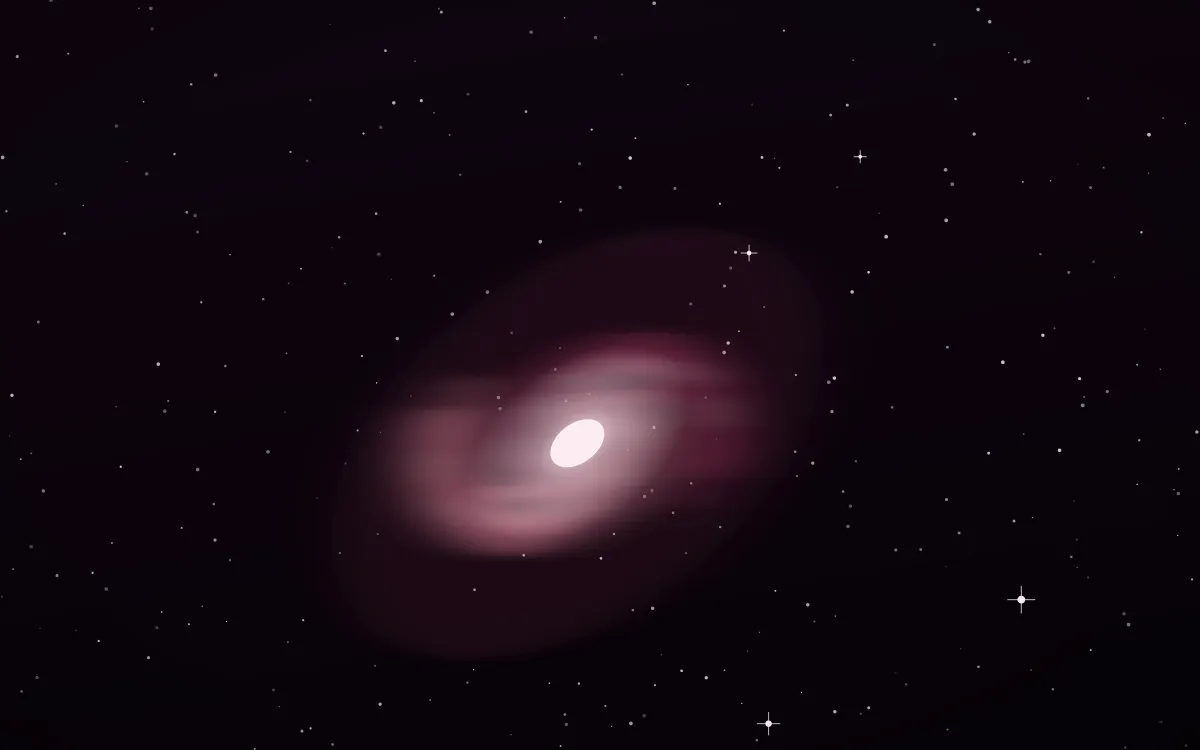Rosette Bloom Spiral — dark black, pink and white galaxy background