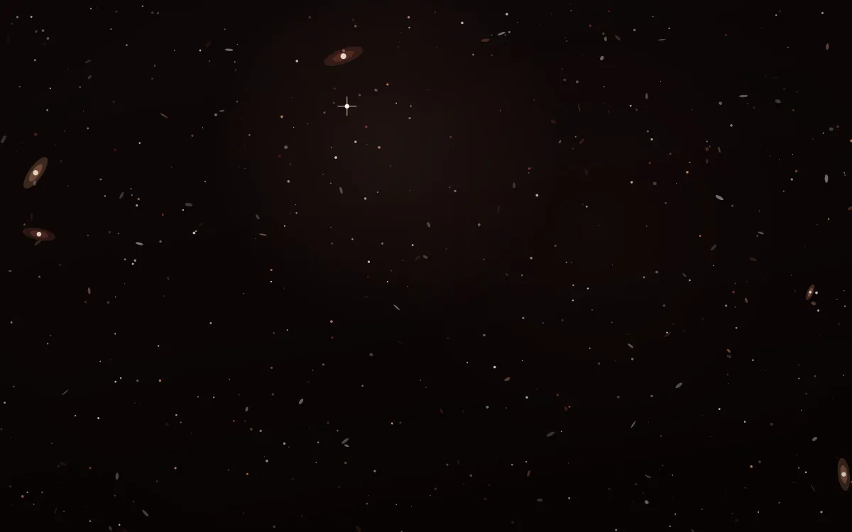 Salmon Shoal Deep Field — dark black and orange galaxy background
