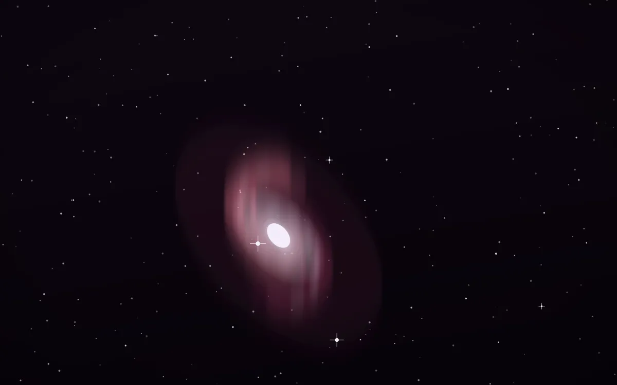 Trifid Rose Spiral — dark black, pink and white galaxy background