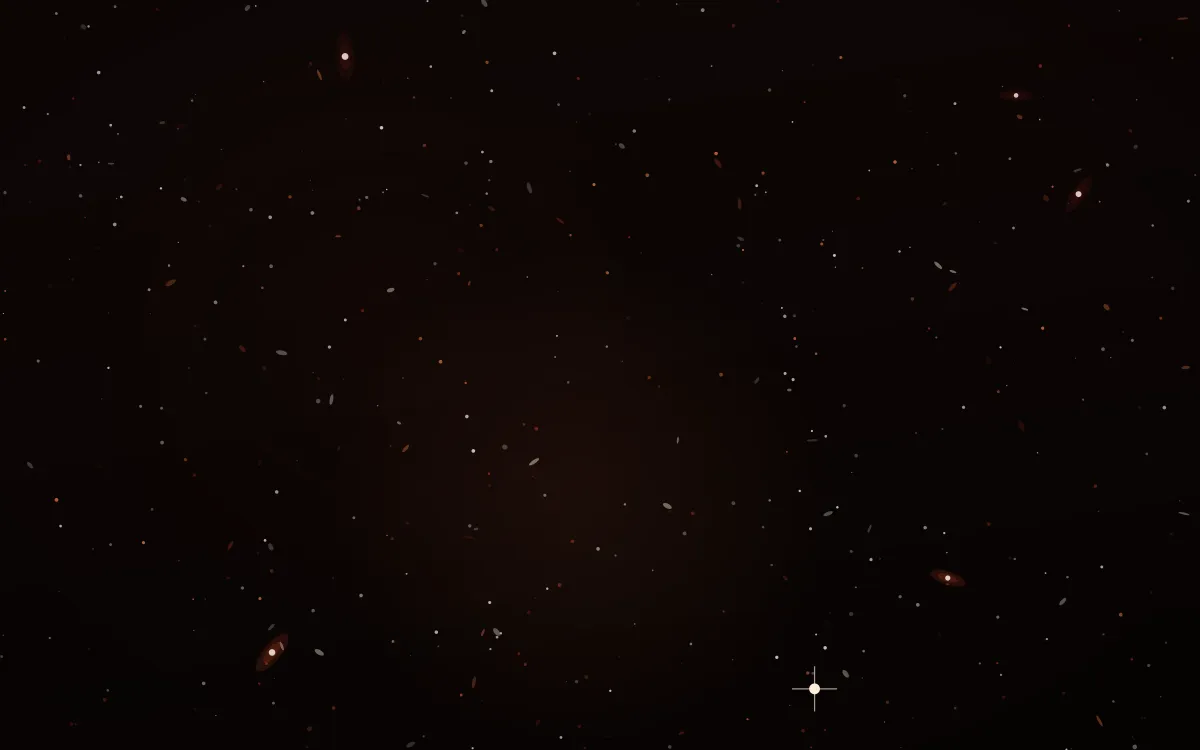 Vermilion Shroud Deep Field — dark black, brown and orange galaxy background
