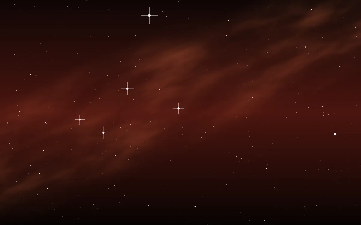 Vermilion Shroud Star Veil — dark black, red and orange galaxy background