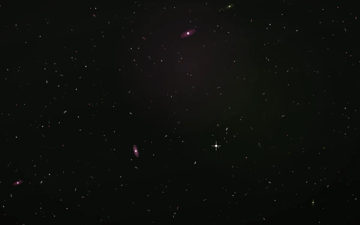 Abell Bloom Deep Field — dark black and pink galaxy background