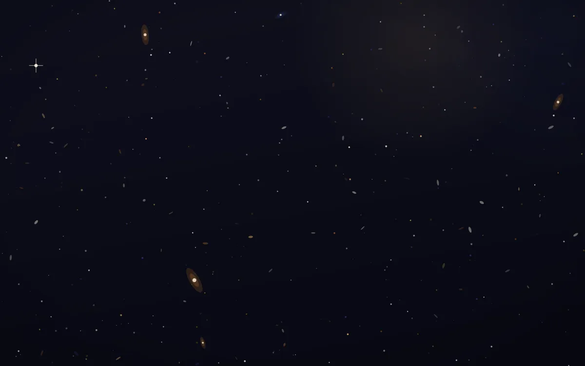 Amber Over Indigo Deep Field — dark black, brown and orange galaxy background