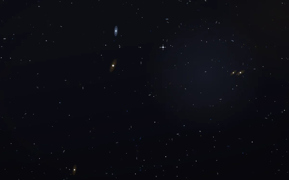 Antennae Clash Deep Field — dark black and blue galaxy background
