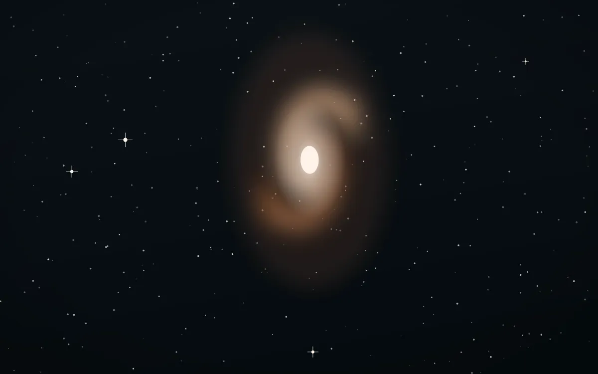 Apricot Cerulean Spiral — dark black, orange and white galaxy background