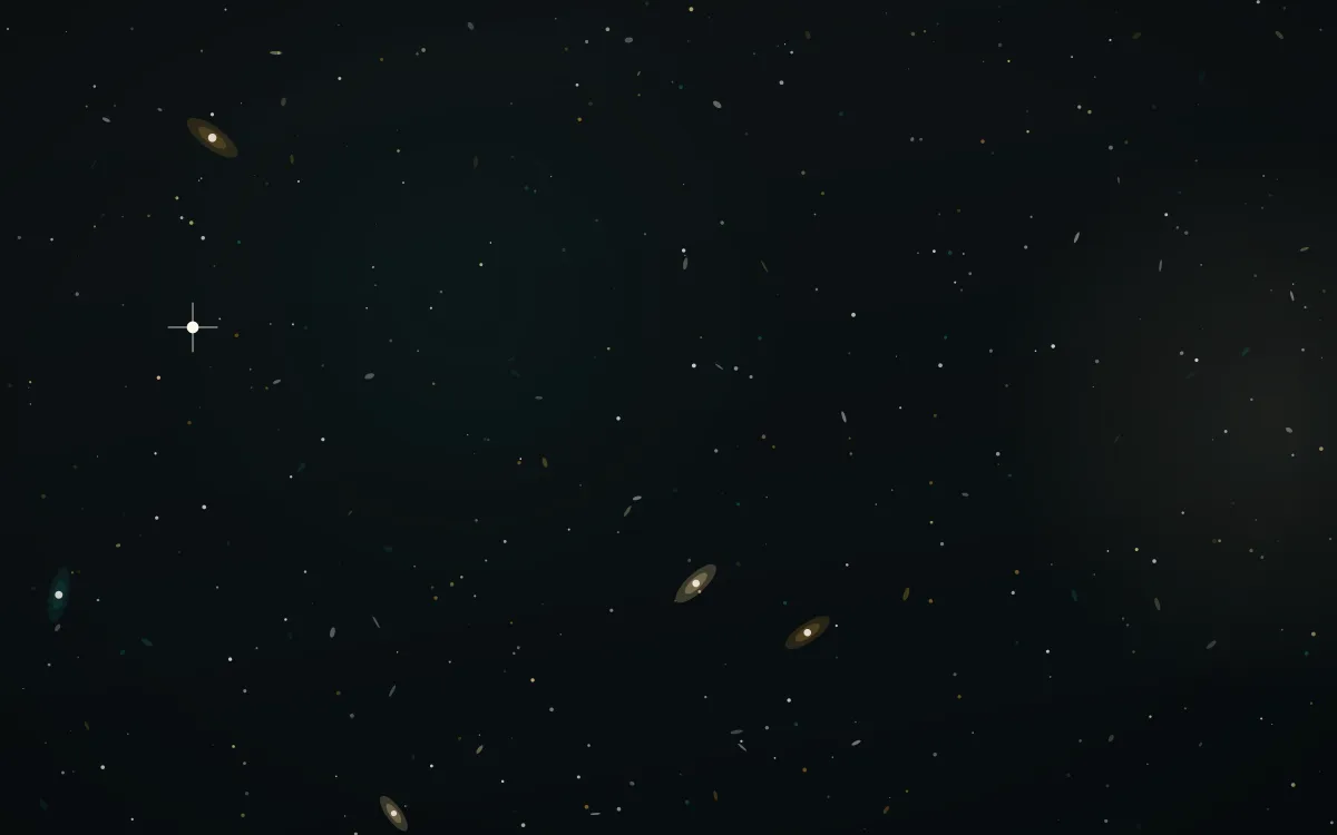 Carina Crown Deep Field — dark black, brown and yellow galaxy background
